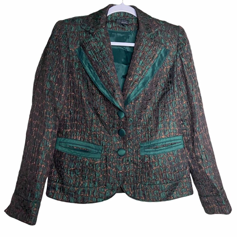 Juliana Collezione Goth Y2K Textured Button Front Blazer